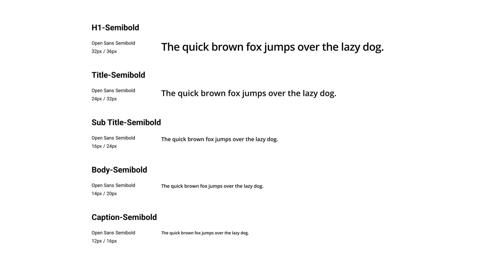 Typography scale (Open Sans) — Client Management Web App case study