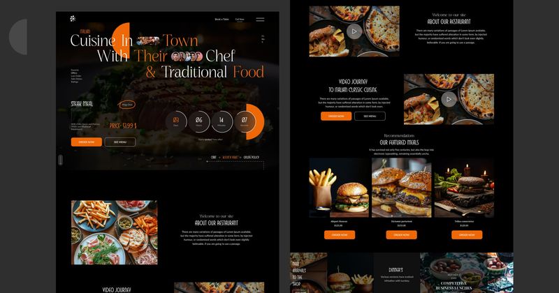 Food website UI with a clean layout
